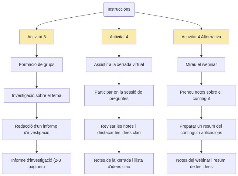 Esquema de les activitats