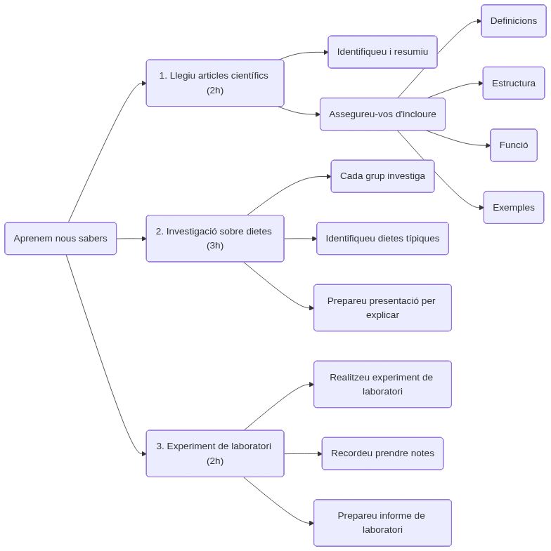 Esquema de les activitats